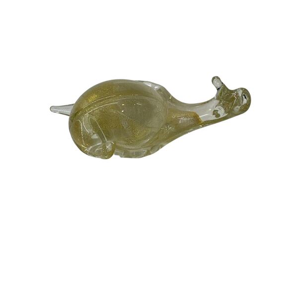 Vintage Glass Snail Figurine Gold Hand Made Paper Weight Mid Century Retro - Picture 9 of 10